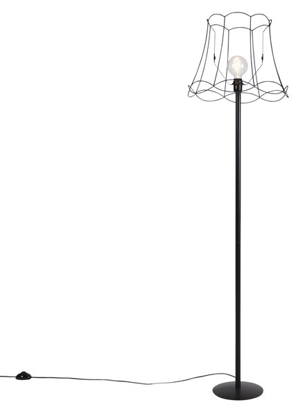 Lampada da terra nera con paralume a telaio Granny nero 45 cm - Simplo
