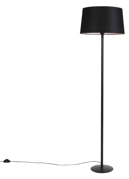 Lampada da terra nera con paralume in lino nero 45 cm - Simplo