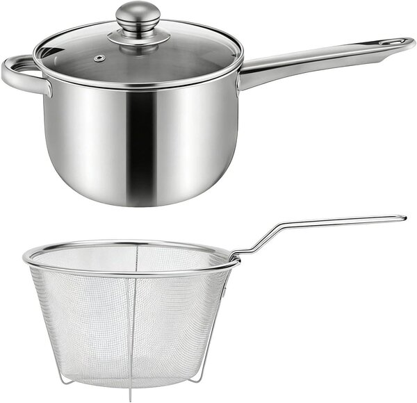 Pentola friggitrice in acciaio inossidabile con rivestimento antiaderente