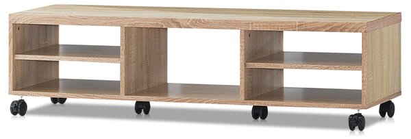Costway Mobile TV con ripiani aperti e ruote con freni per salone, Stand universale moderno e compatto per TV Naturale