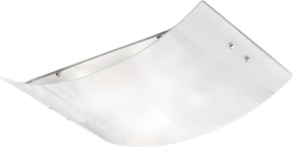 Plafoniera Michela piccola 32x21cm bianco lucido 2XE27, vetro curvo con base cromata, IP20, max 2x42W, lampada da soffitto elegante