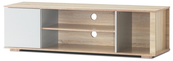 Costway Mobile TV moderno con armadietto e foro per cavi, Centro multimediale di legno con ripiani aperti Naturale