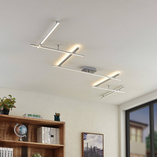 Plafoniera a LED Kerem Lindby, dimmerabile, Alluminio / Grigio / Zincato, Soggiorno / Sala da pranzo, Metallo, Moderno, Plafoniera LED