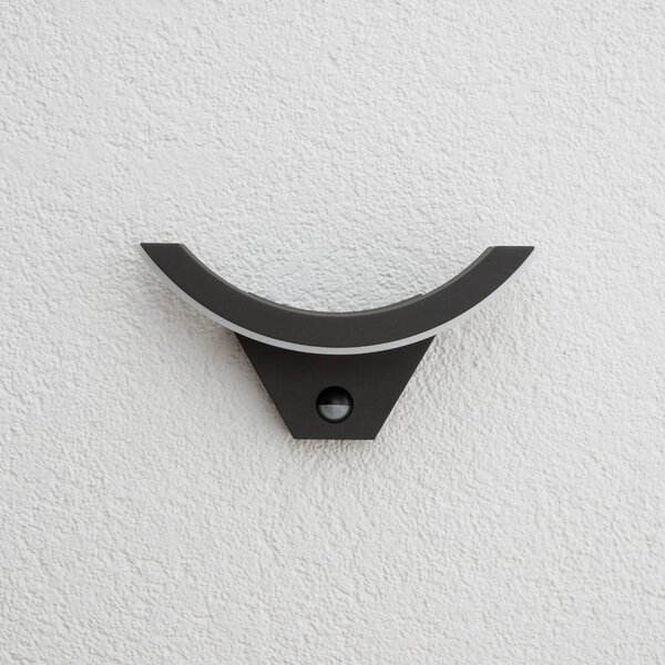 Lucande Applique da esterni LED Half, sensore, antracite, IP54 Half, Nero, Alluminio, Moderno