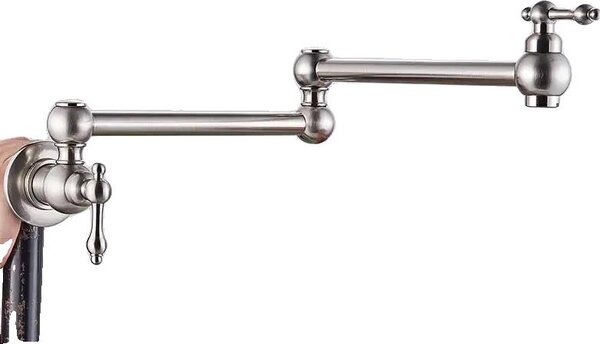 Rubinetto da cucina, a parete, monocomando, nichel spazzolato
