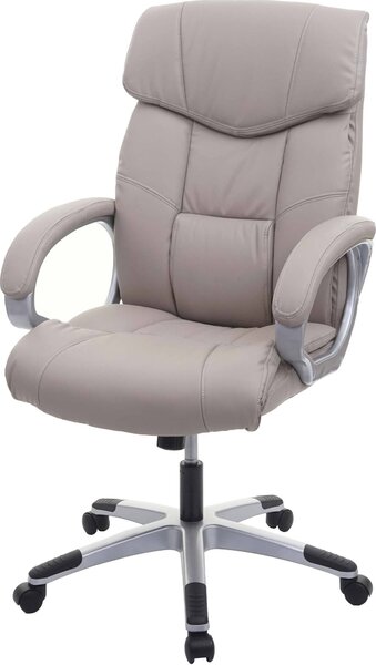 Sedia da ufficio HWC-A71, sedia girevole direzionale, Pelle finta ~ grigio tortora