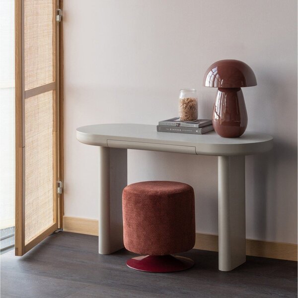 Poggiapiedi rosso con rivestimento in bouclé Islen – WOOOD