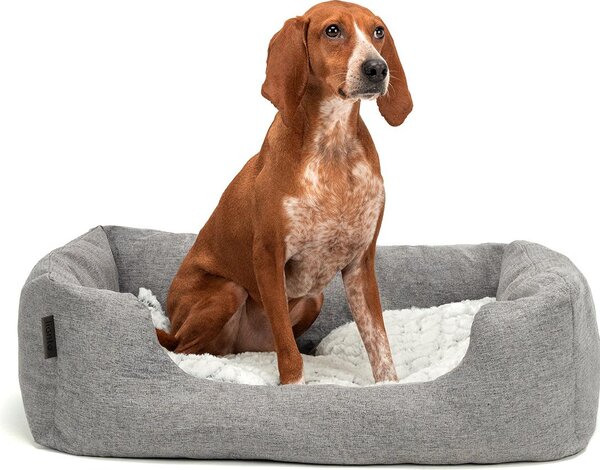 Lettino per cani lionto, accogliente letto per cani con cuscino reversibile e rimovibile, base antiscivolo, 80x60 cm, grigio