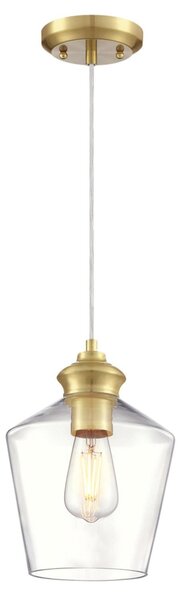 Pendente a luce singola Ramsey in ottone / vetro trasparente