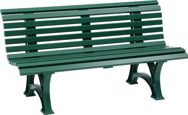 Panchina da giardino Blome Helgoland a 3 posti, in plastica di facile manutenzione, con 13 profili multicamera, 2 piedi e schienale, verde