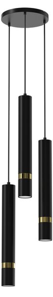 Lampada a sospensione a tre tubi nero-oro regolabile Joker 3xGU10 8W Milagro