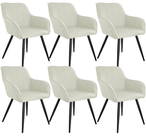 Tectake 404676 6x sedia marilyn effetto lino - crema/nero