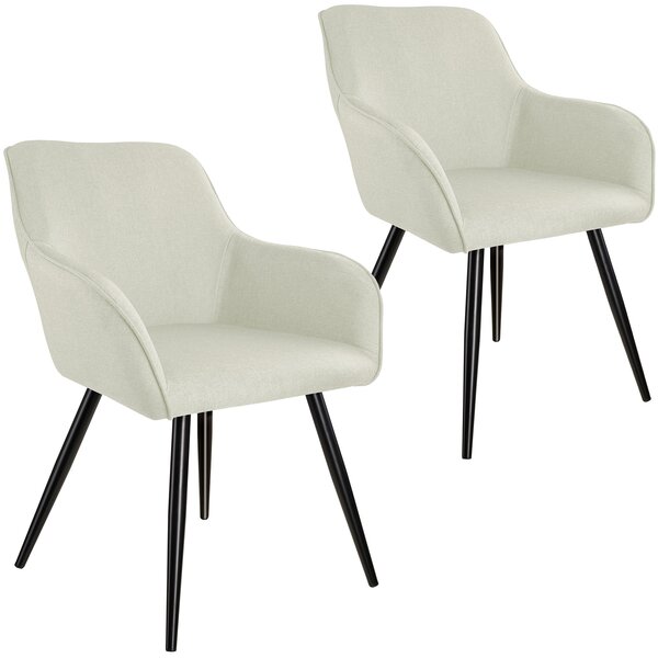 Tectake 404674 2x sedia marilyn effetto lino - crema/nero