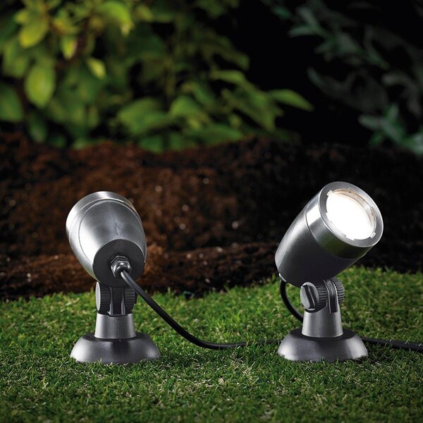 Set di 2 faretti da giardino a LED MeLiTec, lampada da giardino smart home, RGB, controllo tramite app o telecomando, antracite, GL24