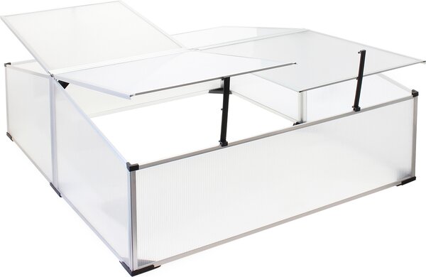 Serra Wiltec a doppio telaio freddo in alluminio, 100 x 120 x 40 cm, letto vegetale con tetto chiudibile e 4 ante, resistente alle intemperie, protezione UV