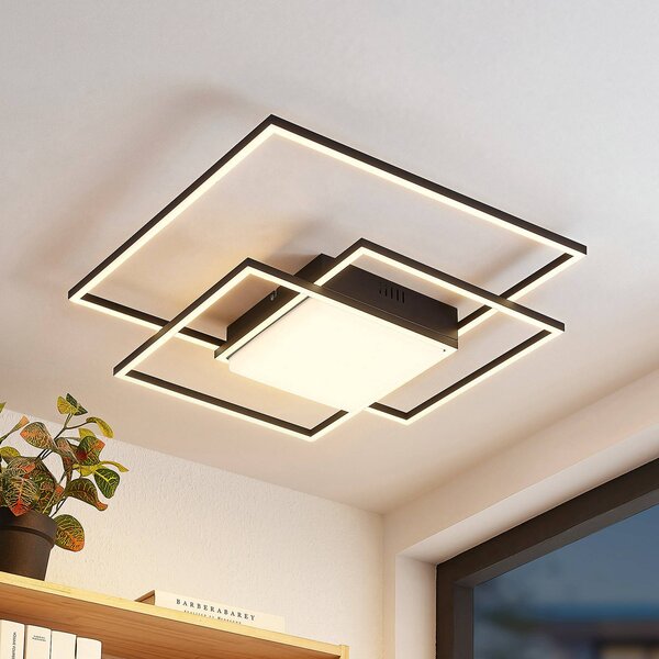 Plafoniera a LED Nelinka Lindby, Nero, Soggiorno / Sala da pranzo, Alluminio, Moderno, Plafoniera LED