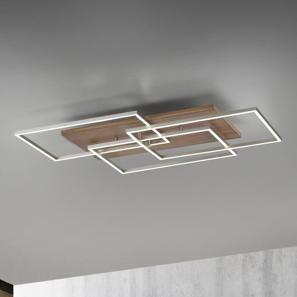 Paul Neuhaus Plafoniera a LED Palma, dimmerabile, Legno scuro, Soggiorno / Sala da pranzo, Alluminio, Plafoniera LED