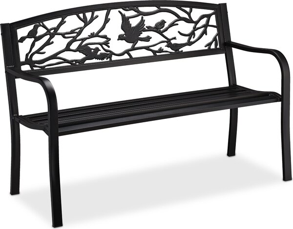 Panca da giardino relaxdays 10030989_46 metallo nero 127,0 cm