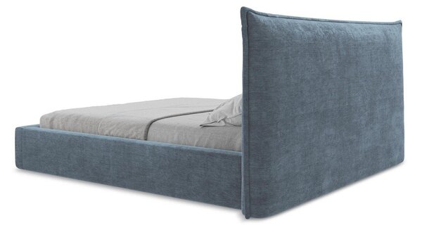 Letto matrimoniale imbottito blu con contenitore con rete inclusa 180x200 cm Esala – Makamii
