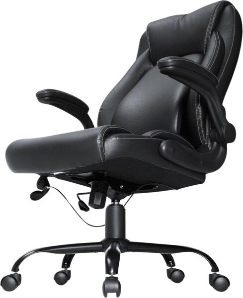 Sedia da ufficio - Sedia direzionale - Finto cuoio - Regolabile in altezza - Ergonomica - Nero - Portata fino a 150 kg