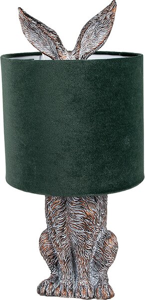 Clayre & Eef Lampada da tavolo Rabbit Ø 20x43 cm Marrone Verde Poliresina