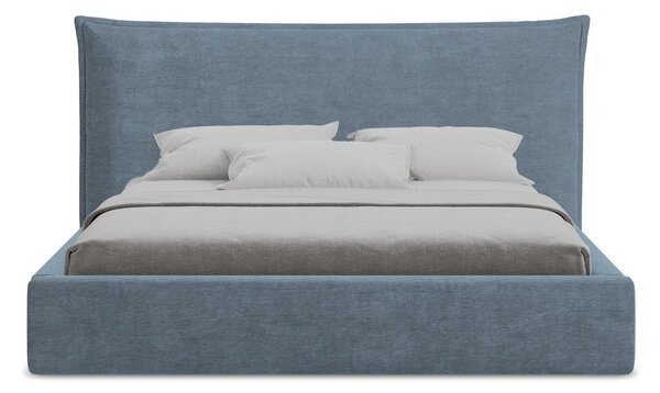 Letto matrimoniale imbottito blu con contenitore con rete inclusa 180x200 cm Esala – Makamii