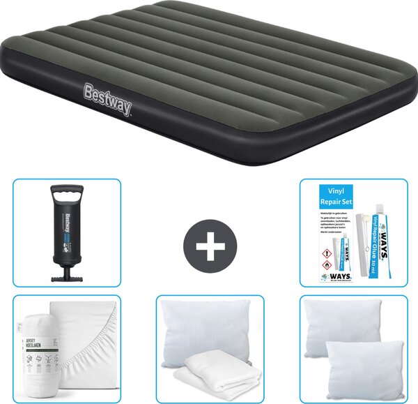 Materasso gonfiabile Bestway - Letto alla francese - 137 x 191 x 25 cm - Verde - Accessori inclusi