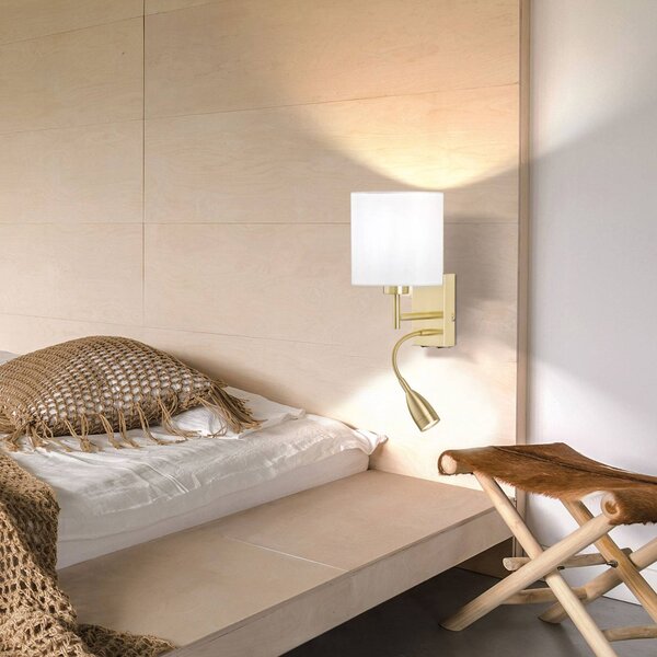 FISCHER & HONSEL Applique da parete Dreamer, Ottone / Oro, Camera da letto, Tessuto / Stoffa / Seta, Applique
