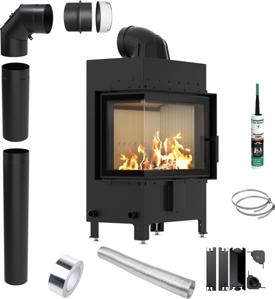 KRATKI LUCY inserto camino sinistro 12 kW Ø 200 Ecodesign Kit di installazione