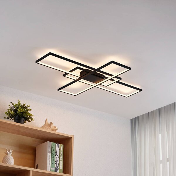 Plafoniera a LED Tetson Lindby, dimmerabile, Nero, Soggiorno / Sala da pranzo, Metallo, Moderno, Plafoniera LED