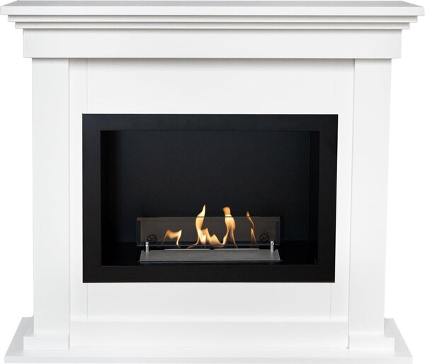 Caminetto a etanolo Xaralyn - Flex BRI-HLW - legno bianco - riscaldamento 1,5 kW - caminetto da incasso incluso - caminetto decorativo