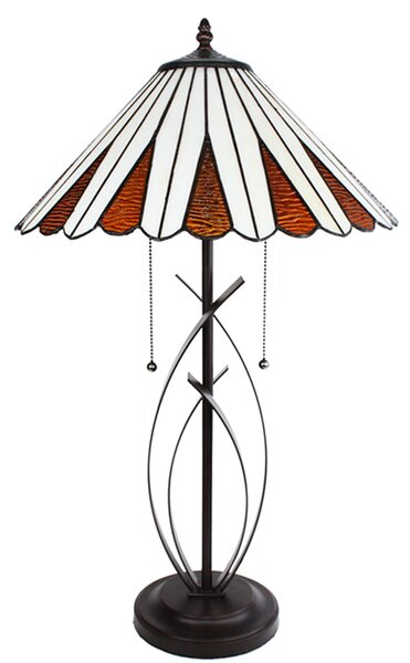 Clayre & Eef Lampada da tavolo Tiffany Ø 41x69 cm Vetro beige marrone