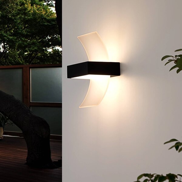 Applique da esterni a LED SKADI Lucande, Alluminio / Grigio / Zincato, Metallo, Moderno, Applique LED da esterni