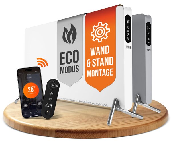 Stufa elettrica a convezione - 2000W - Con Wi-Fi e app - Bianca - Per uso interno