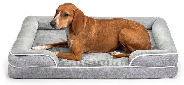 Letto per cani lionto premium, letto ortopedico in memory foam con bordo rialzato, rivestimento lavabile e supporto stabile, 97x71x17 cm, grigio