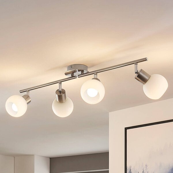 Plafoniera soffitto Elaina Lindby, dimmerabile, Alluminio / Grigio / Zincato, Soggiorno / Sala da pranzo, Metallo, Moderno, Plafoniera