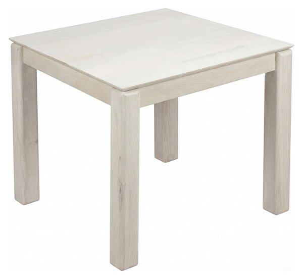 WOHNLING Tavolo da pranzo in legno massello di mango 80x80 cm, effetto sbiancato, tavolo da pranzo quadrato, tavolo da cucina per 4 persone, tavolo in legno, tavolo da pranzo, realizzato a mano