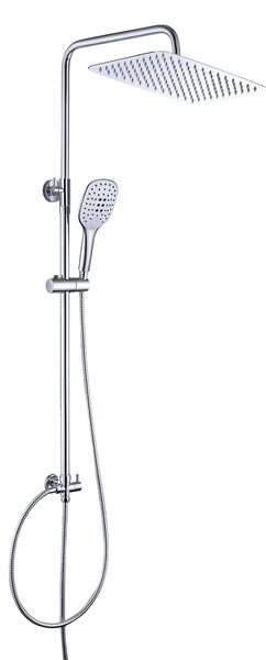 JOHO 304 Colonna Doccia senza Miscelatore in Acciaio Inox 304 Cromato Set Doccia a Pioggia con Soffione e Doccetta a Mano 35×25cm