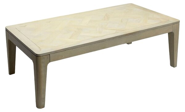 Tavolino WOHNLING, 120x60 cm, in legno massello di mango, finitura bianca, tavolino rettangolare per il soggiorno, tavolino da divano, design moderno, in legno, tavolino da caffè, tavolino da lounge, prodotto artigianale