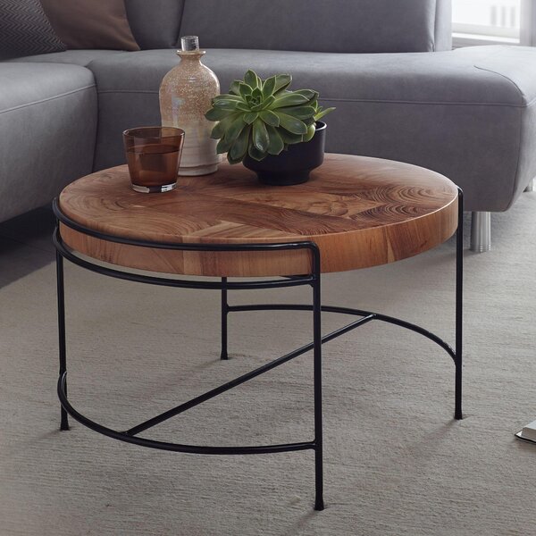 Tavolino da caffè 62x40x62 cm legno massiccio di acacia / metallo | Wohnling