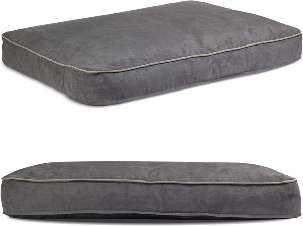 Letto per cani | Cuscino per cani con memory foam | Letto per cani lavabile | Pelle scamosciata | Grande XL: 75 x 100 cm | Colore: grigio chiaro