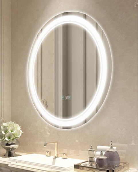 Specchio da bagno a LED - specchio per vanità con 3 colori - montaggio a parete - rotondo da 60 cm