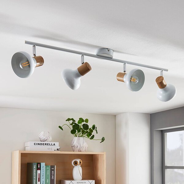 Lindby Fridolin, faretto da soffitto, 70 cm, a 4 luci, bianco, metallo Fridolin Lindby, dimmerabile, Bianco / Opale, Cucina, Metallo, Moderno, Faretto