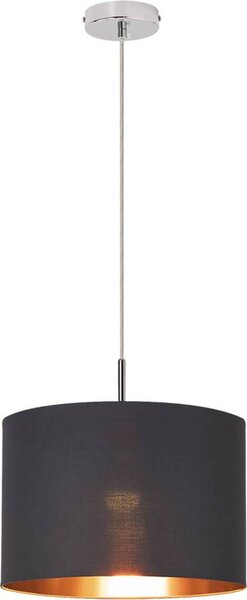 Lampada a sospensione Monica metallo tessile grigio/ oro/ cromo Ø38cm H:126cm