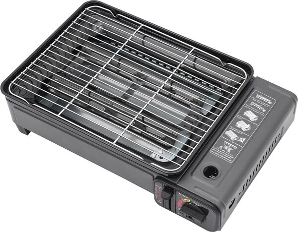 Barbecue a gas portatile, materiale resistente, controllo della temperatura regolabile, nero