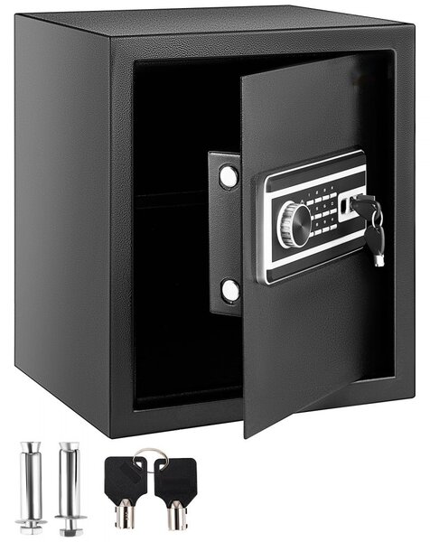 "Cassaforte di sicurezza per hotel e uffici - cassaforte da 1,7 piedi cubi, cassaforte per mobili con capacità di carico di 10 kg - cassaforte a muro nera, antipolvere - chiave digitale con codice a impronta digitale - 4 sistemi di chiusura"