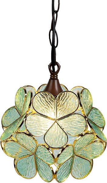 Clayre & Eef lampada a sospensione Tiffany 21x21x17/90 cm in vetro verde