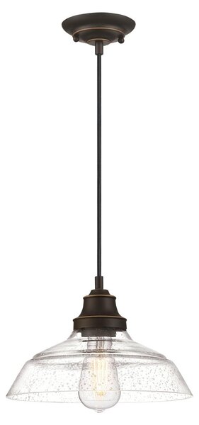 Lampada a sospensione a una luce Iron Hill bronzo / vetro antico
