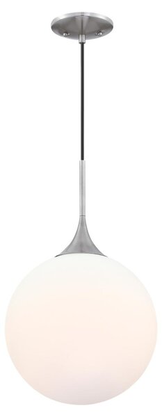 Lampada a sospensione LED dimmerabile Moretti nichel / vetro opale latteo