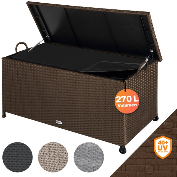 Casaria® Baule da Esterno XXL 117x53x60cm 270L Box con Ruote Impermeabile Resistente Cassettone Contenitore Cuscini Giocatoli Mobili Giardino Bauli